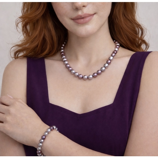 Komplet biżuterii z pereł – subtelna elegancja w ciepłej, kobiecej kolorystyce.