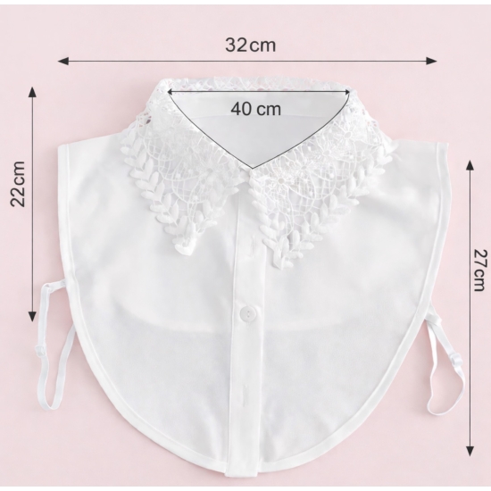 Ozdobny kołnierzyk – półkoszula z haftem, elegancki detal w klasycznej bieli.