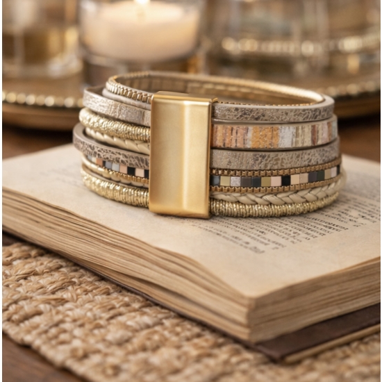 Bransoletka z ozdobnym kamieniem i magnetycznym zapięciem – naturalna elegancja na co dzień.