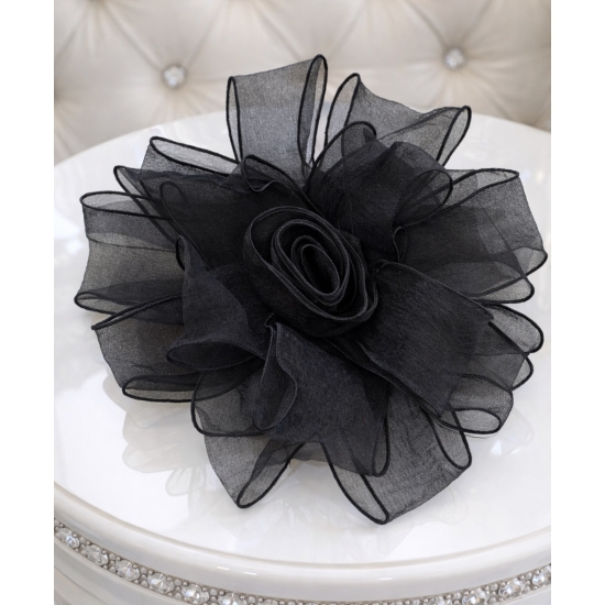 Efektowna czarna róża – aplikacja dekoracyjna 30 cm.