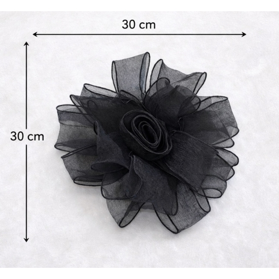 Efektowna czarna róża – aplikacja dekoracyjna 30 cm.
