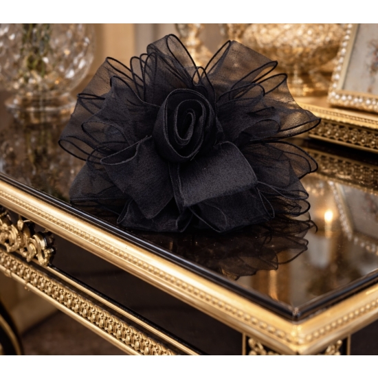 Efektowna czarna róża – aplikacja dekoracyjna 30 cm.