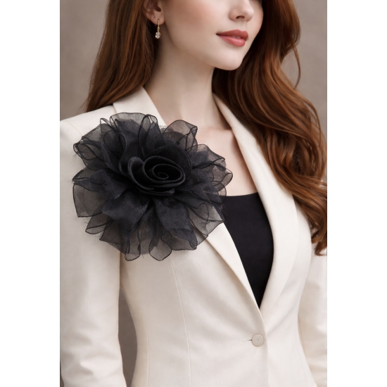Efektowna czarna róża – aplikacja dekoracyjna 30 cm.