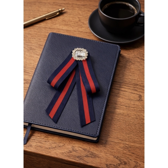 Broszka kokarda z ozdobnym kamieniem – elegancja z nutą klasyki.