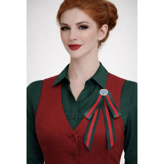 Broszka kokarda wstążkowa – elegancki akcent w klasycznych kolorach.