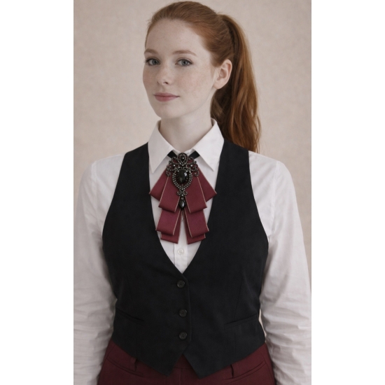 Broszka kokarda z regulowaną tasiemką – elegancja z biżuteryjnym detalem.