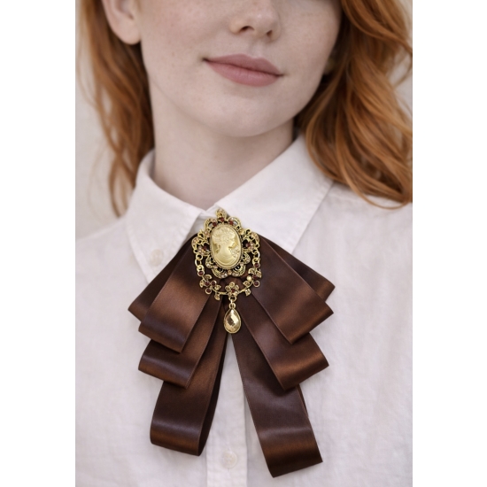 Barkowa broszka vintage z kokardą