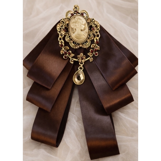 Barkowa broszka vintage z kokardą