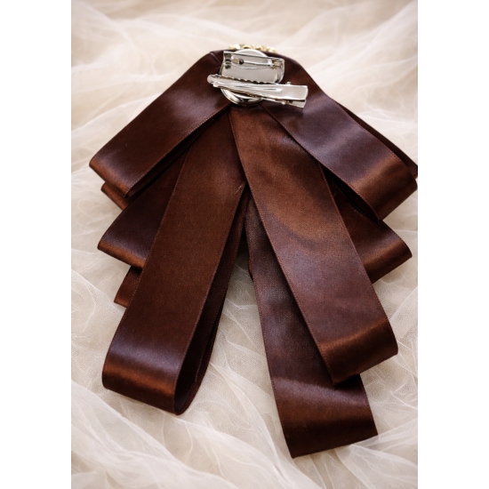 Barkowa broszka vintage z kokardą