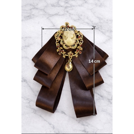 Barkowa broszka vintage z kokardą