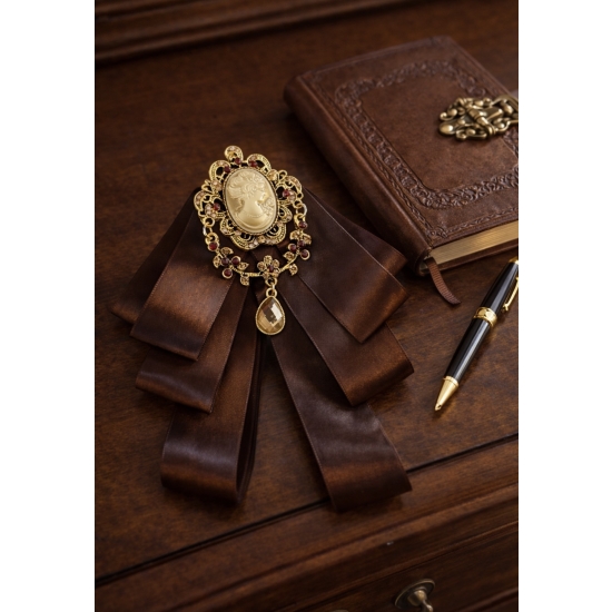 Barkowa broszka vintage z kokardą