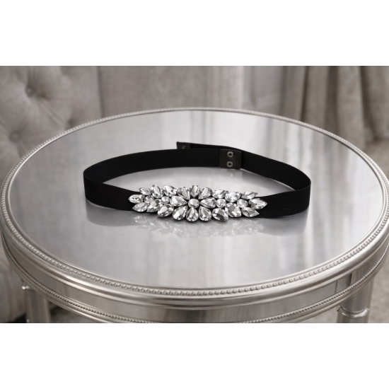 Elastyczny pasek glamour z kryształową aplikacją – elegancki i efektowny.