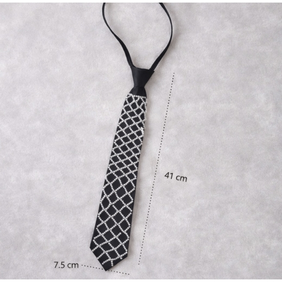 Czarny krawat z geometrycznym wzorem – nowoczesna elegancja.