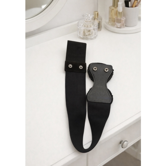 Elastyczny pasek z kokardą – czarny, elegancki glamour.