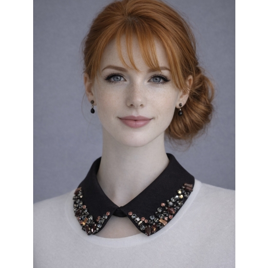 Odpinany kołnierzyk z kolorowymi kryształkami – czarny, zapinany z tyłu na guziczek.