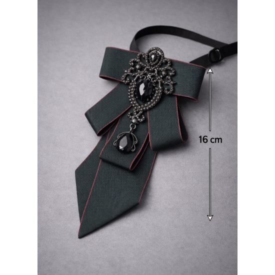 Krawatka ozdobna z broszką – elegancki, gothic glamour.