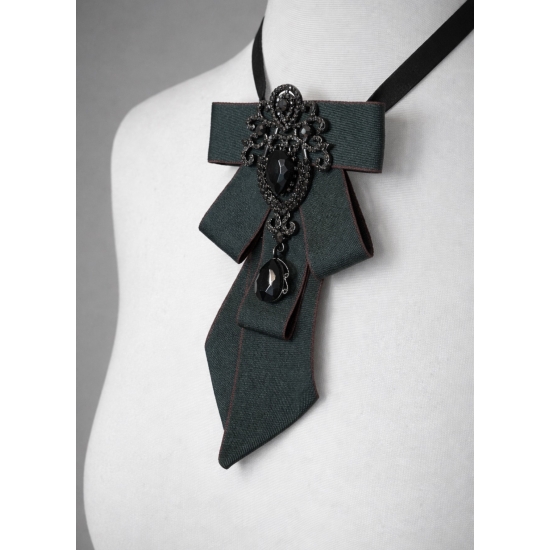 Krawatka ozdobna z broszką – elegancki, gothic glamour.