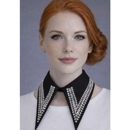 Odpinany kołnierzyk z kryształkami – czarny, zapinany z tyłu na guziczek.