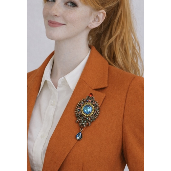 Broszka vintage – kolor, blask i charakter w jednym detalu.