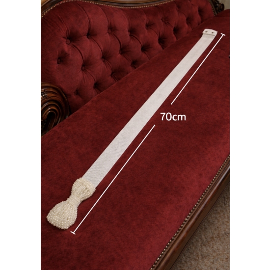 Elastyczny pasek z perłową kokardą – romantyczny detal w kolorze bieli i ecru