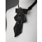 Krawatka ozdobna z broszką – czarna, regulowana tasiemka z agrafką, gothic glamour.